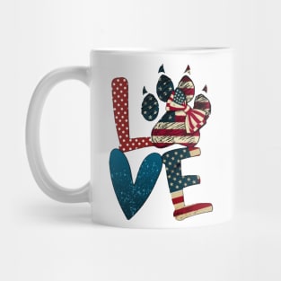 Flag American Love Cat Paw Mug